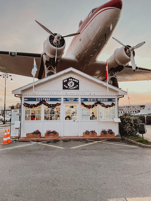Vintage airplane converted into a gift shop and museum